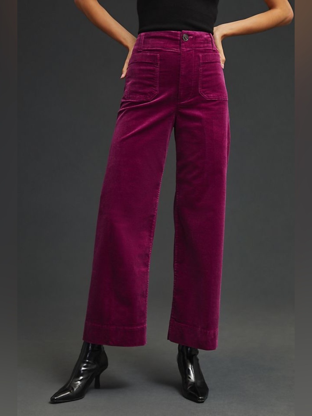 New Anthropologie Maeve The Colette Corduroy Crop Wide-Leg Pants Purple Size 32